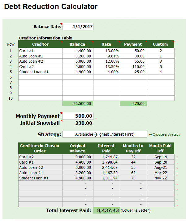 Debt Snowball Calculator